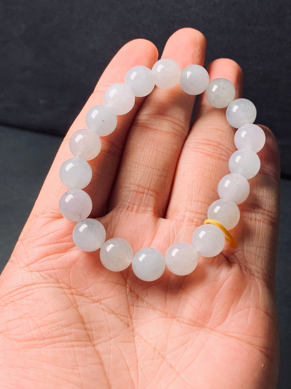Natural Type-A Icy White Jadeite Bead Bracelet, Burma Jade Round Beads Bangle, Elegant Jade Jewelry Gift.