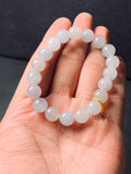 Natural Type-A Icy White Jadeite Bead Bracelet, Burma Jade Round Beads Bangle, Elegant Jade Jewelry Gift.