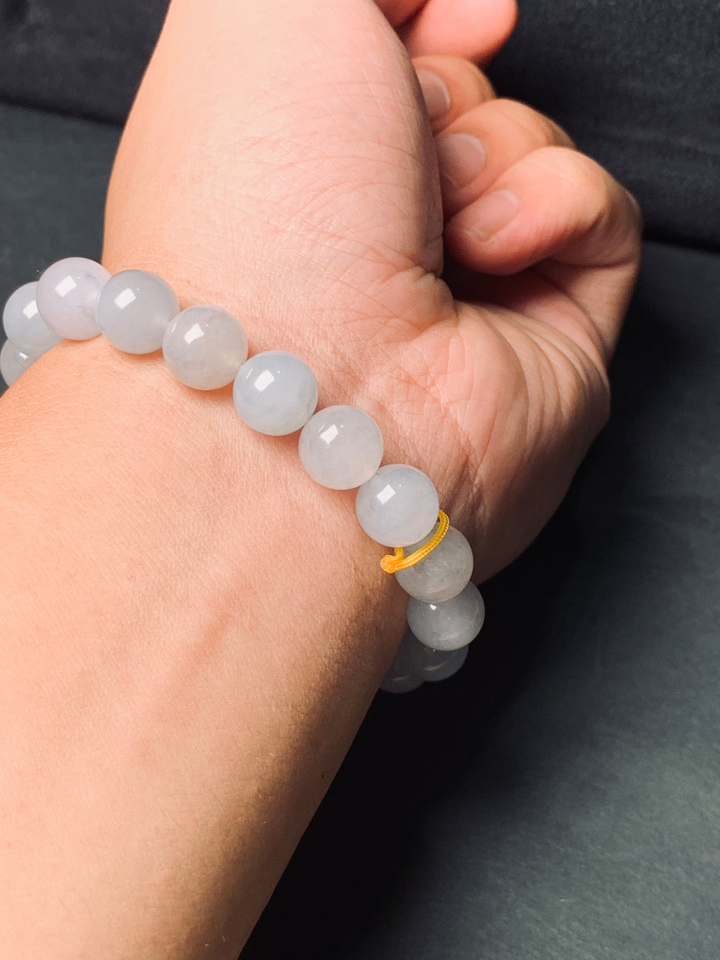Natural Type-A Icy White Jadeite Bead Bracelet, Burma Jade Round Beads Bangle, Elegant Jade Jewelry Gift.