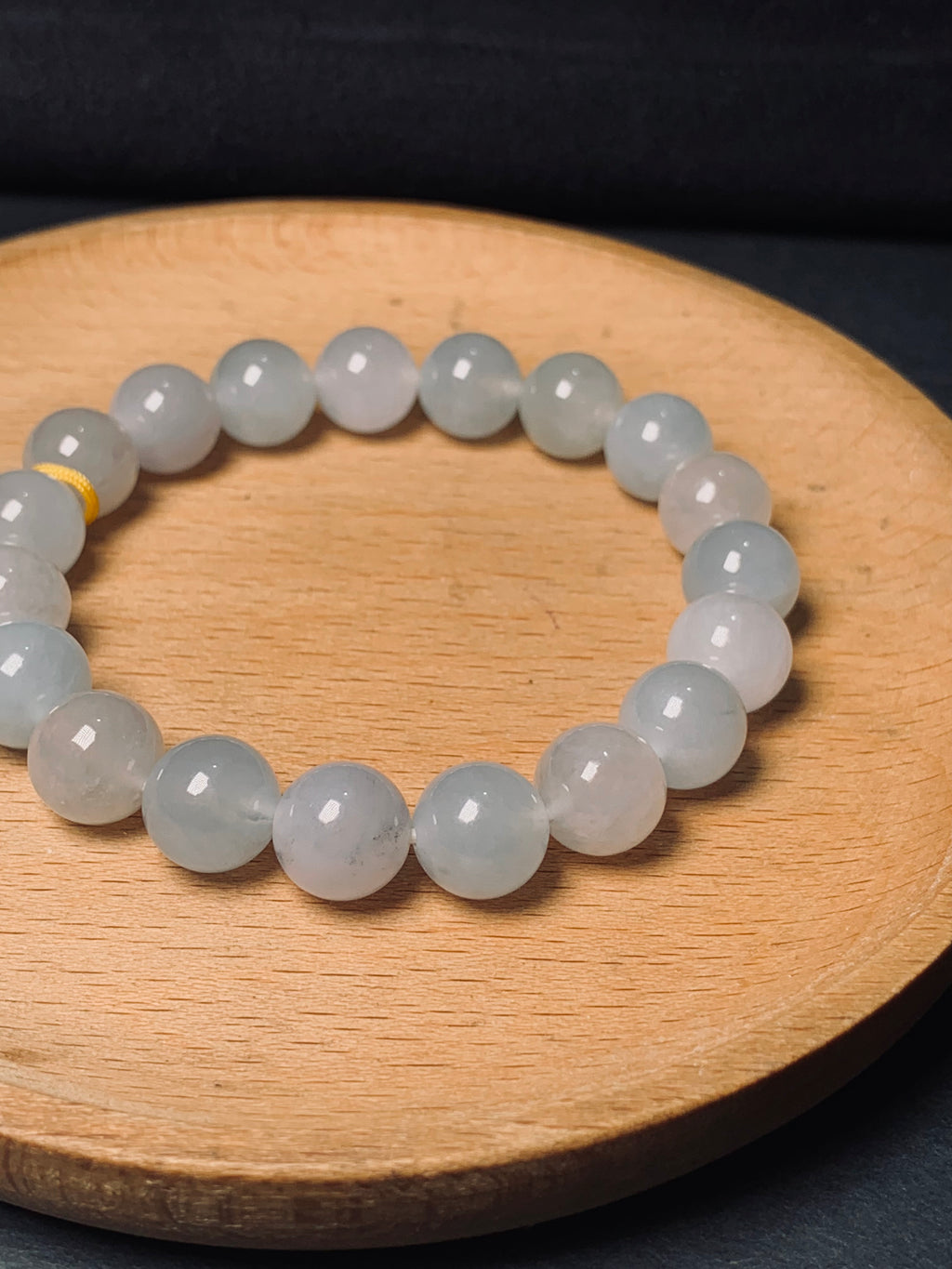 Natural Type-A Icy White Jadeite Bead Bracelet, Burma Jade Round Beads Bangle, Elegant Jade Jewelry Gift.