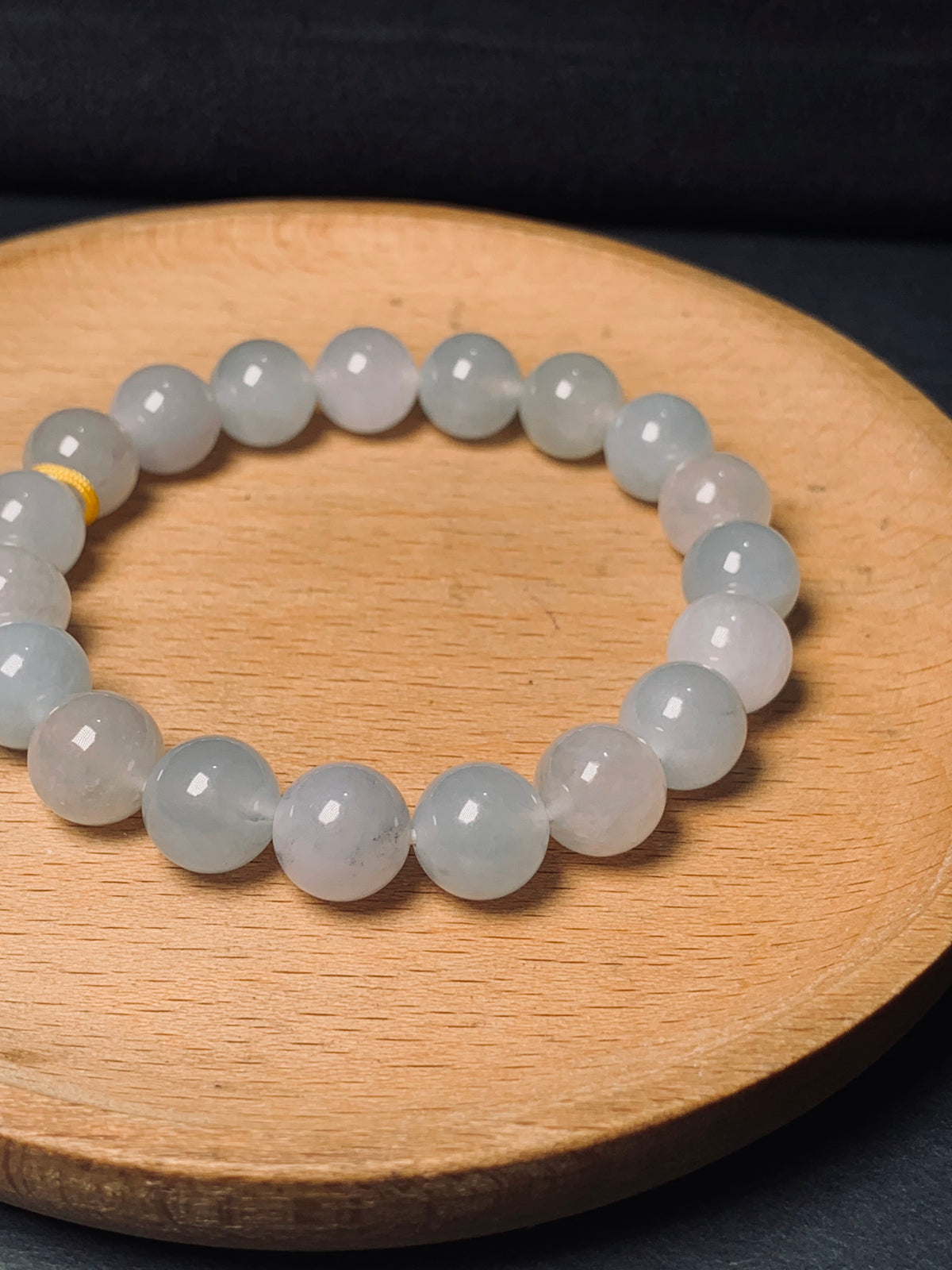 Natural Type-A Icy White Jadeite Bead Bracelet, Burma Jade Round Beads Bangle, Elegant Jade Jewelry Gift.