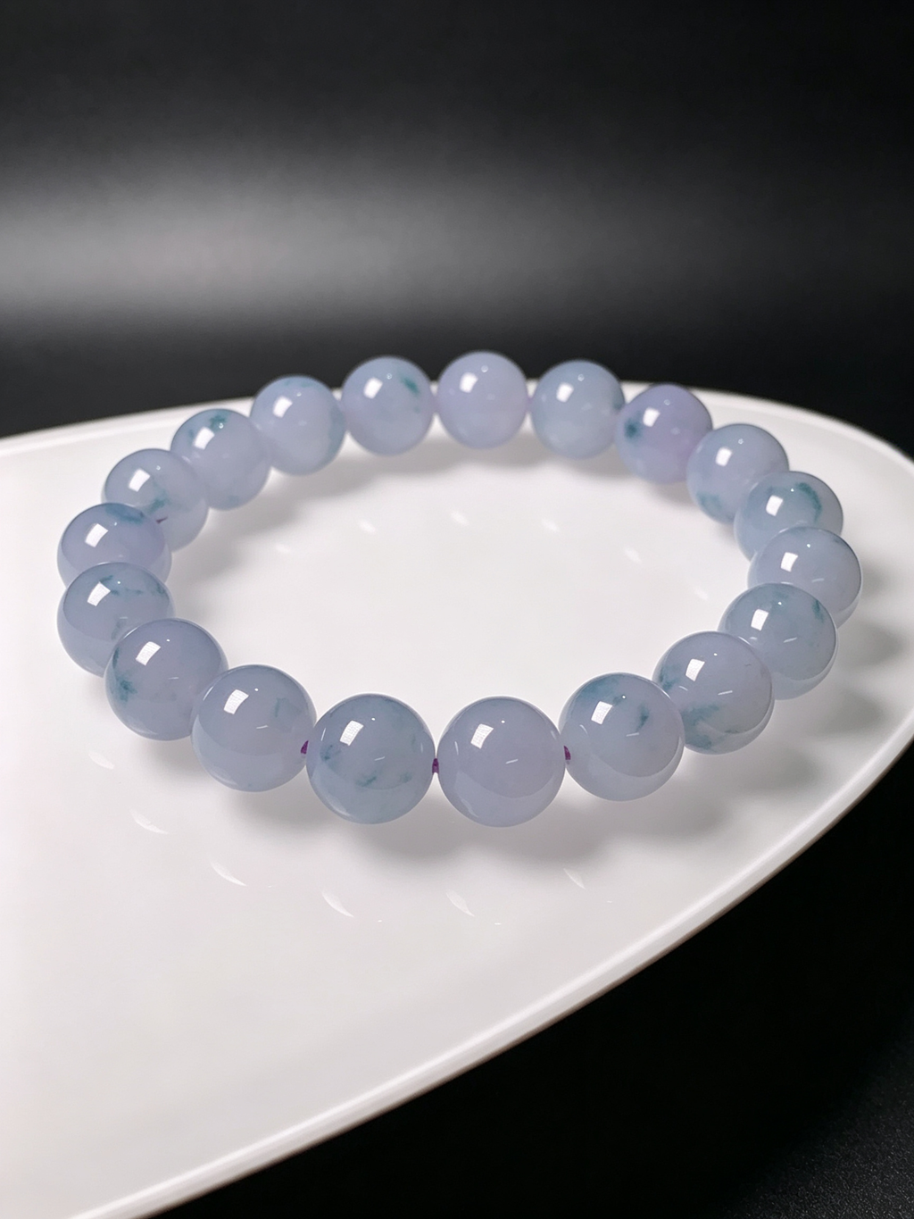 10mm Genuine Natural Type-A Myanmar Jadeite Round Bead Bracelet, Untreated Icy Floating Flower Lavender Jade Bracelet