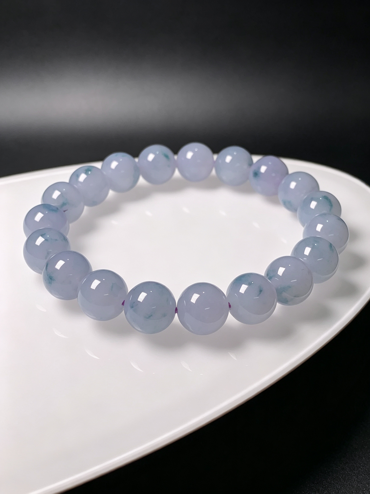 10mm Genuine Natural Type-A Myanmar Jadeite Round Bead Bracelet, Untreated Icy Floating Flower Lavender Jade Bracelet