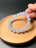 10mm Genuine Natural Type-A Myanmar Jadeite Round Bead Bracelet, Untreated Icy Floating Flower Lavender Jade Bracelet