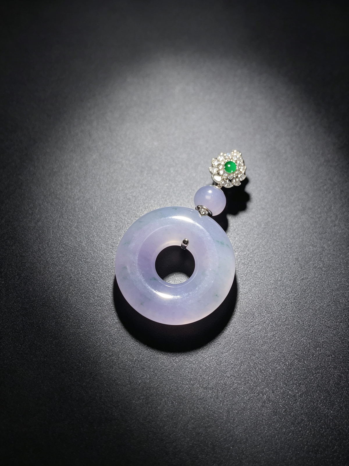 Natural Burmese A Grade Jadeite Pendant, 39.8×24.3×5.1mm, Floating Flower Jade Necklace Pendant with Gold Bail